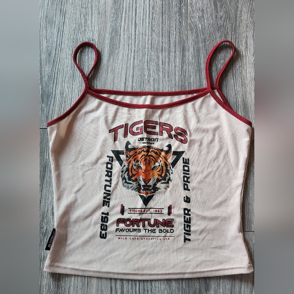 Women's Beige and Red Graphic Tank Top